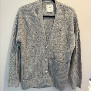 Abercrombie & Fitch Heather Gray Knit Cardigan